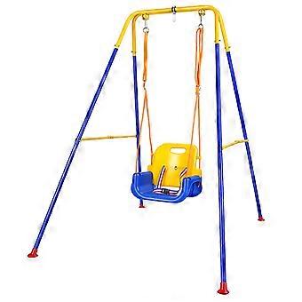 Foldable Toddler Swing - Portable Metal Stand Easy Storage - for Indoor Outdoor Kids 6 Months to 10 Years