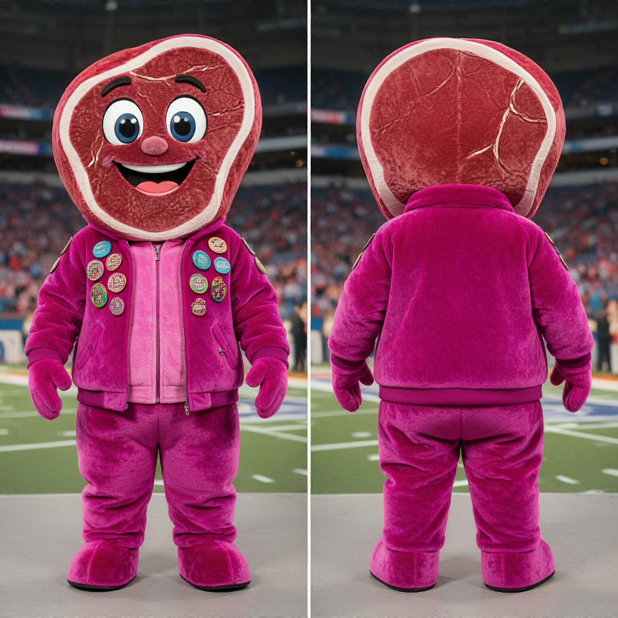 MASTICOT Magenta Plush Steak Mascot