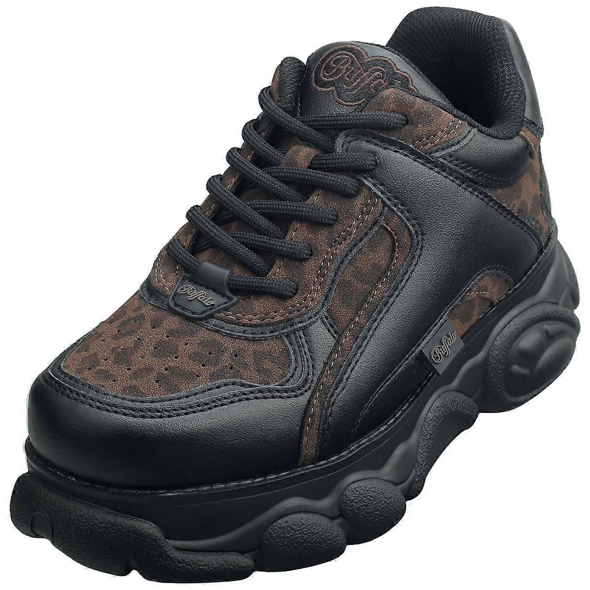 Buffalo Cld Echo Vegan Womens Platform Boots in Leopard Black