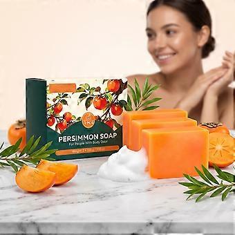 Persimmon Soap Bars 3 x 100g with Foaming Nets, Gentle Bath and Body Cleansing Set for Fresh Clean Skin, Easy Rinse Everyday Shower Care