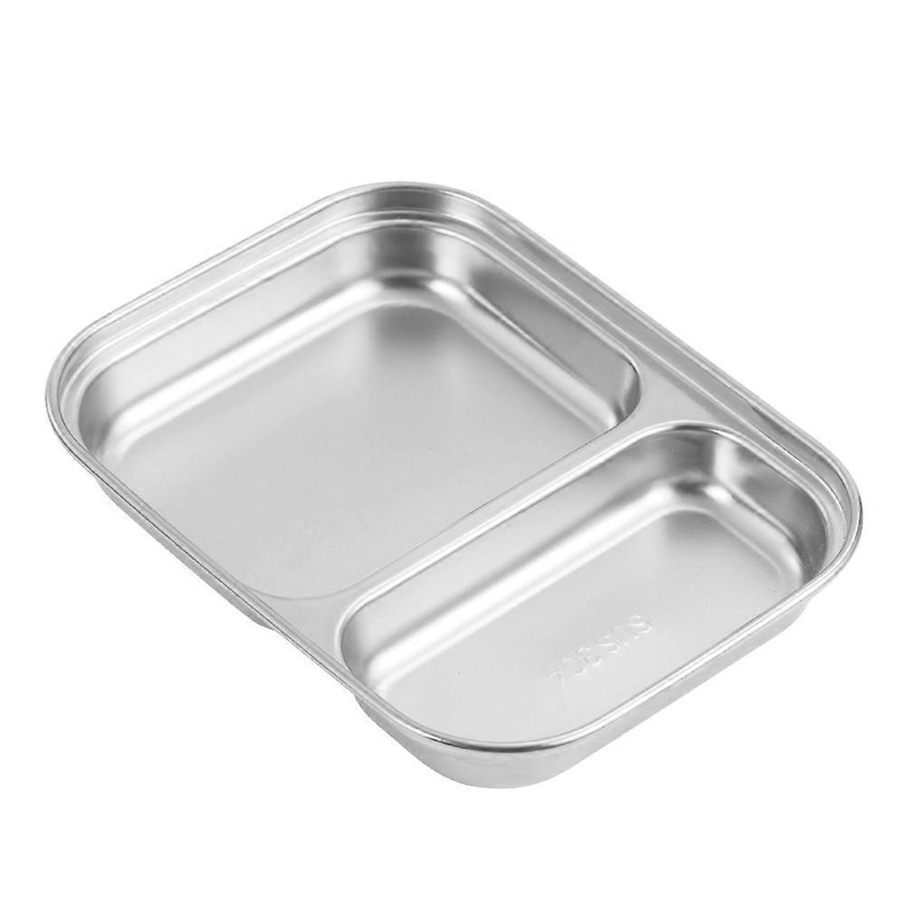 Dual-Segment Stainless Steel Serving Plate