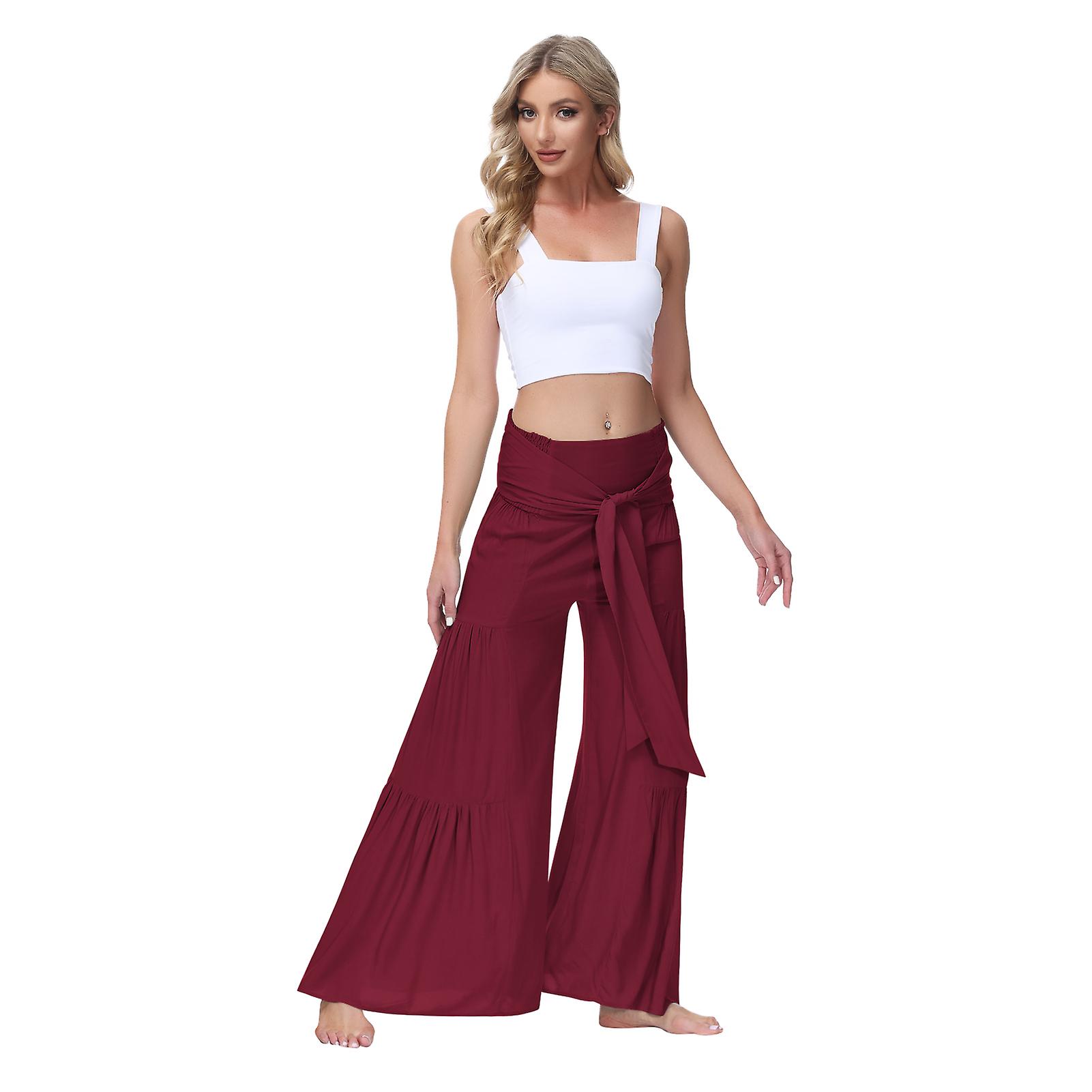 Women's Casual Stretchy High Waist Wide Leg Pants