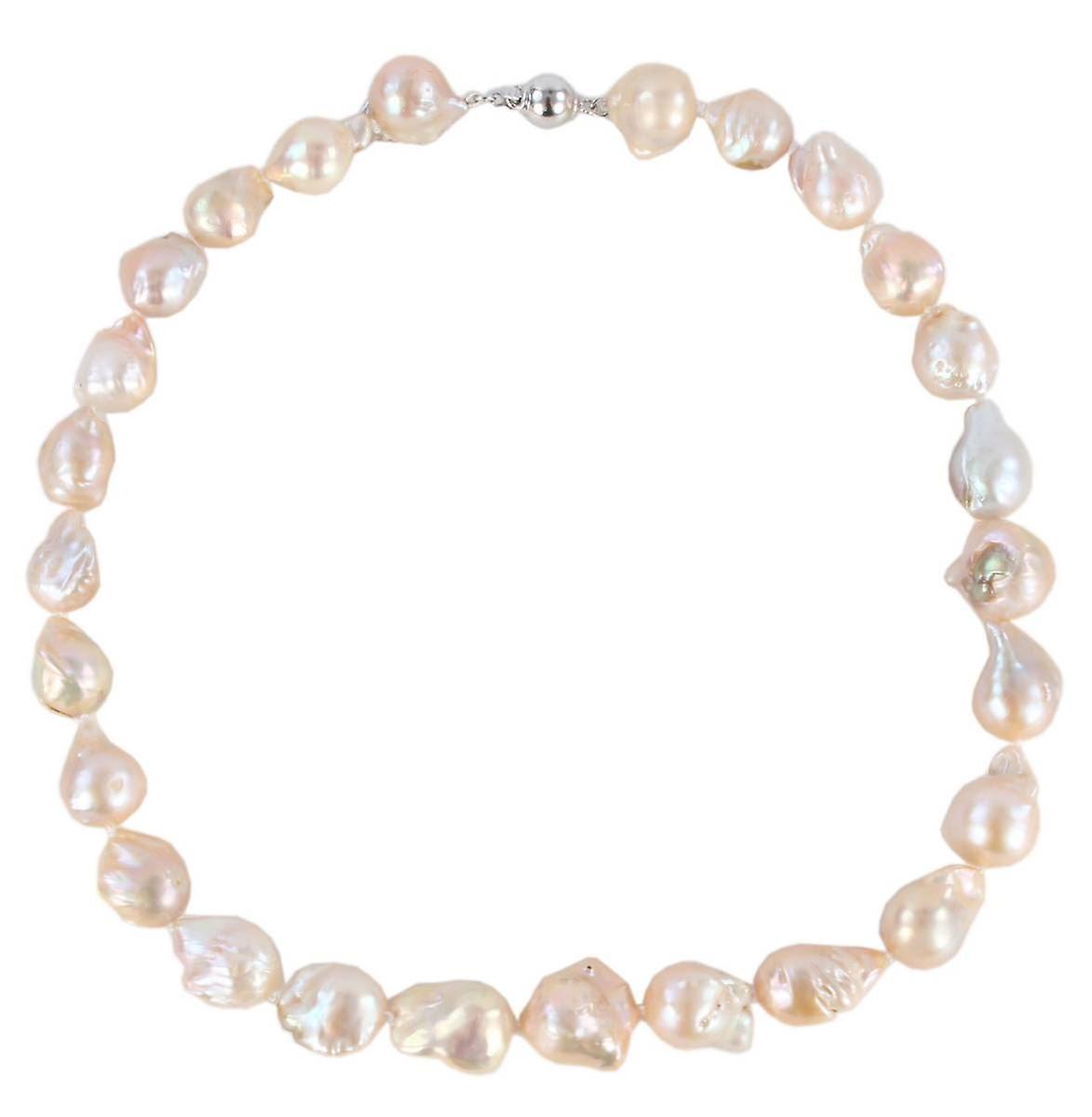 Perle Aurora Sonnensturm Süßwasser Perlenkette - Pfirsich/Silber/Gold