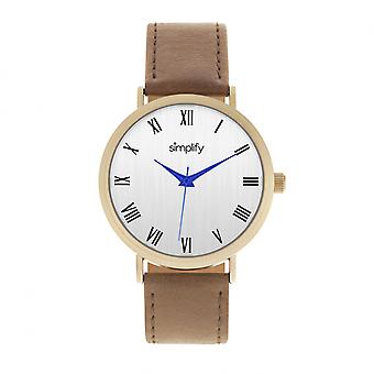 Yksinkertaistaa 2900 nahka bändi Watch - kulta/ruskea