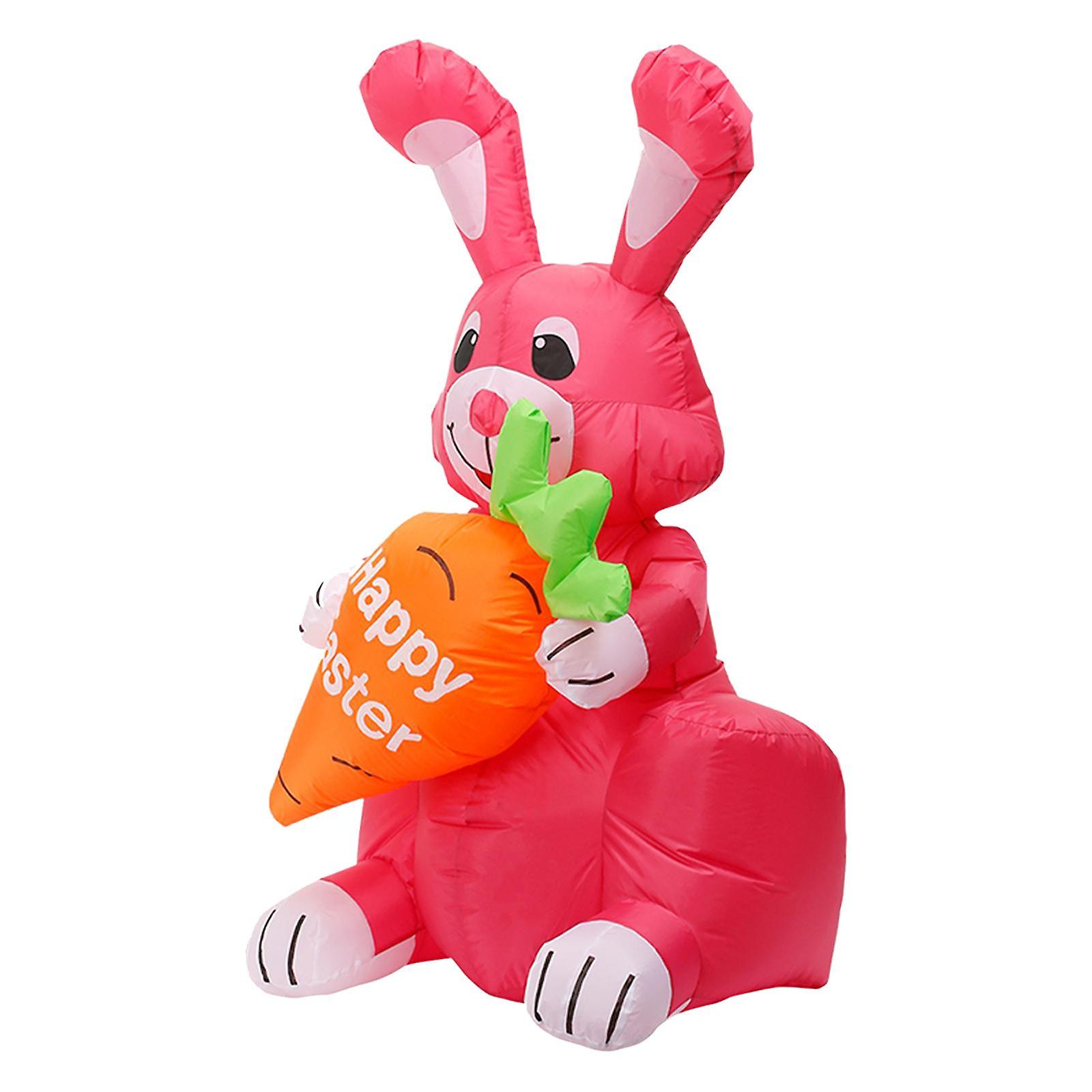 US Plug Inflatable Easter Bunny Luminous Rabbit Model Holiday Toy C 120cm