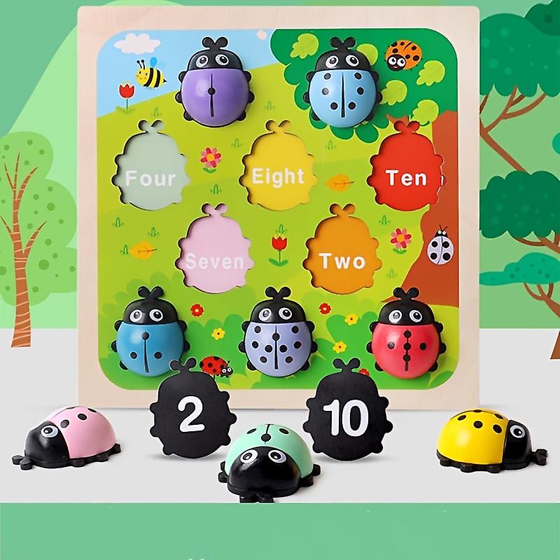 Children S Ladybug Puzzle English Number Recognition Learning Board Toy Early Education Toy