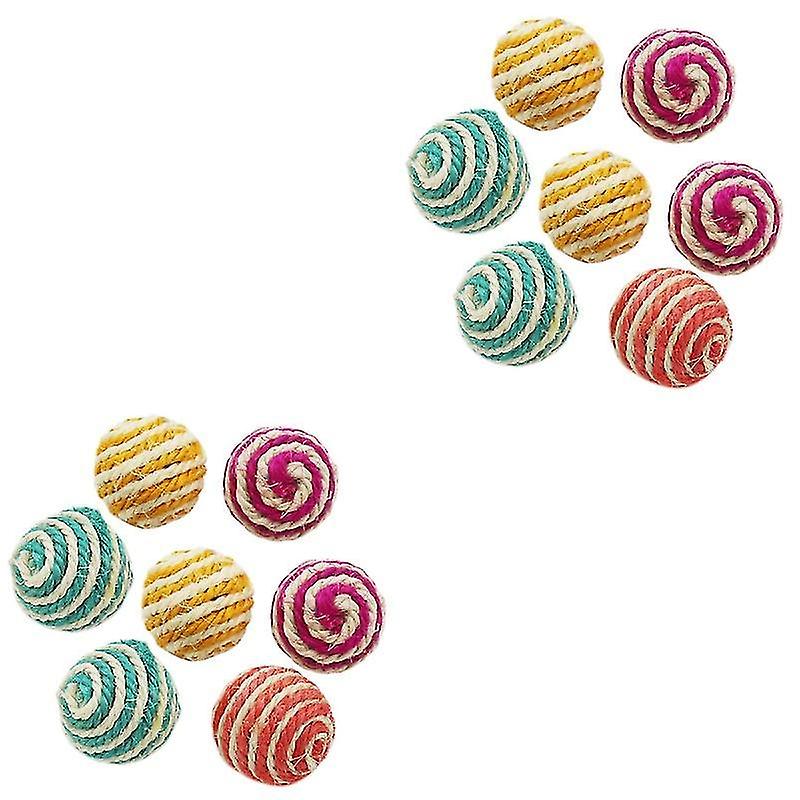 14 Pcs Cat Rope Balls Bite-resistant Cat Scratcher Ball Sound Ball Random Color
