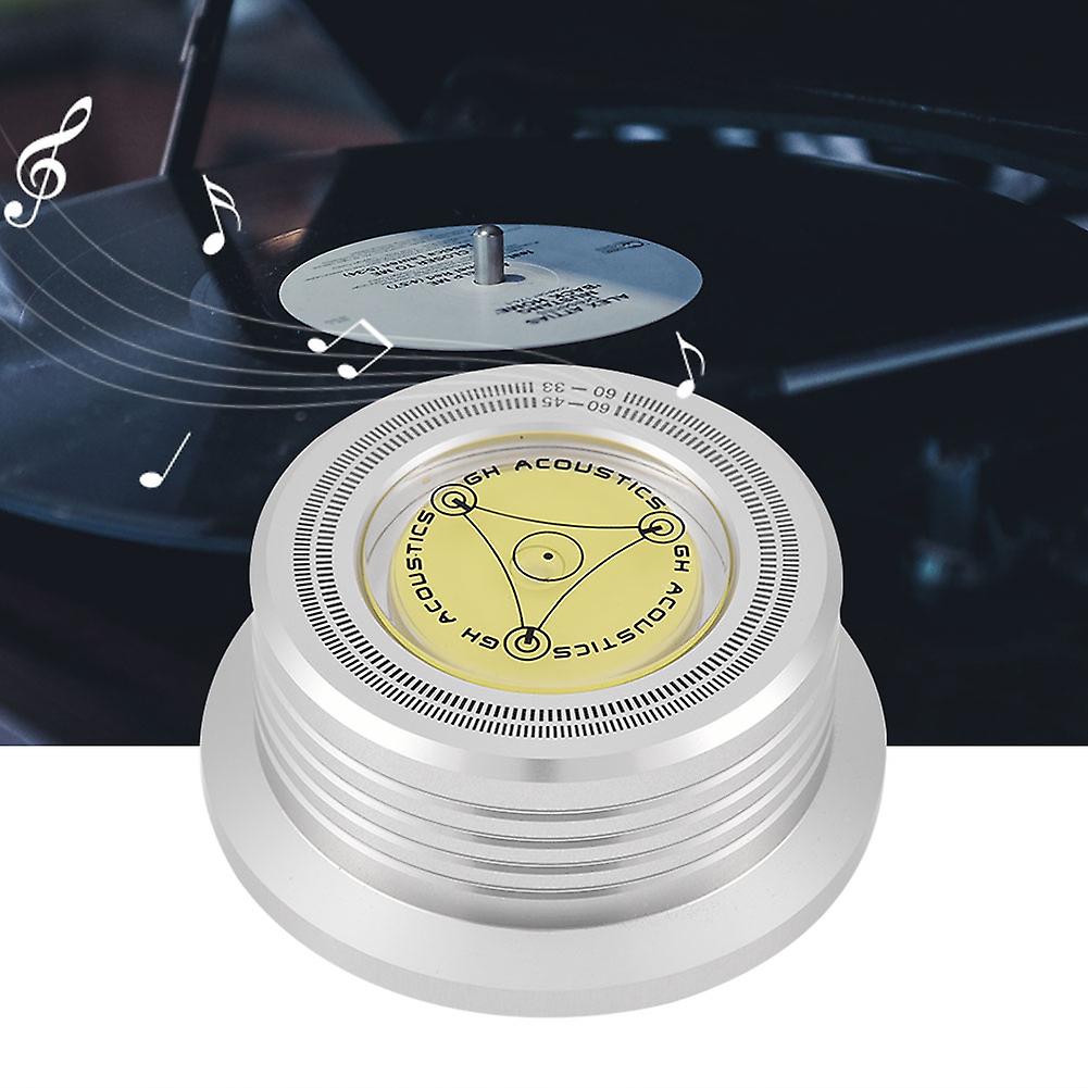 60Hz Vinyl Record Stabilizer Clamp with Bubble Level, Silver