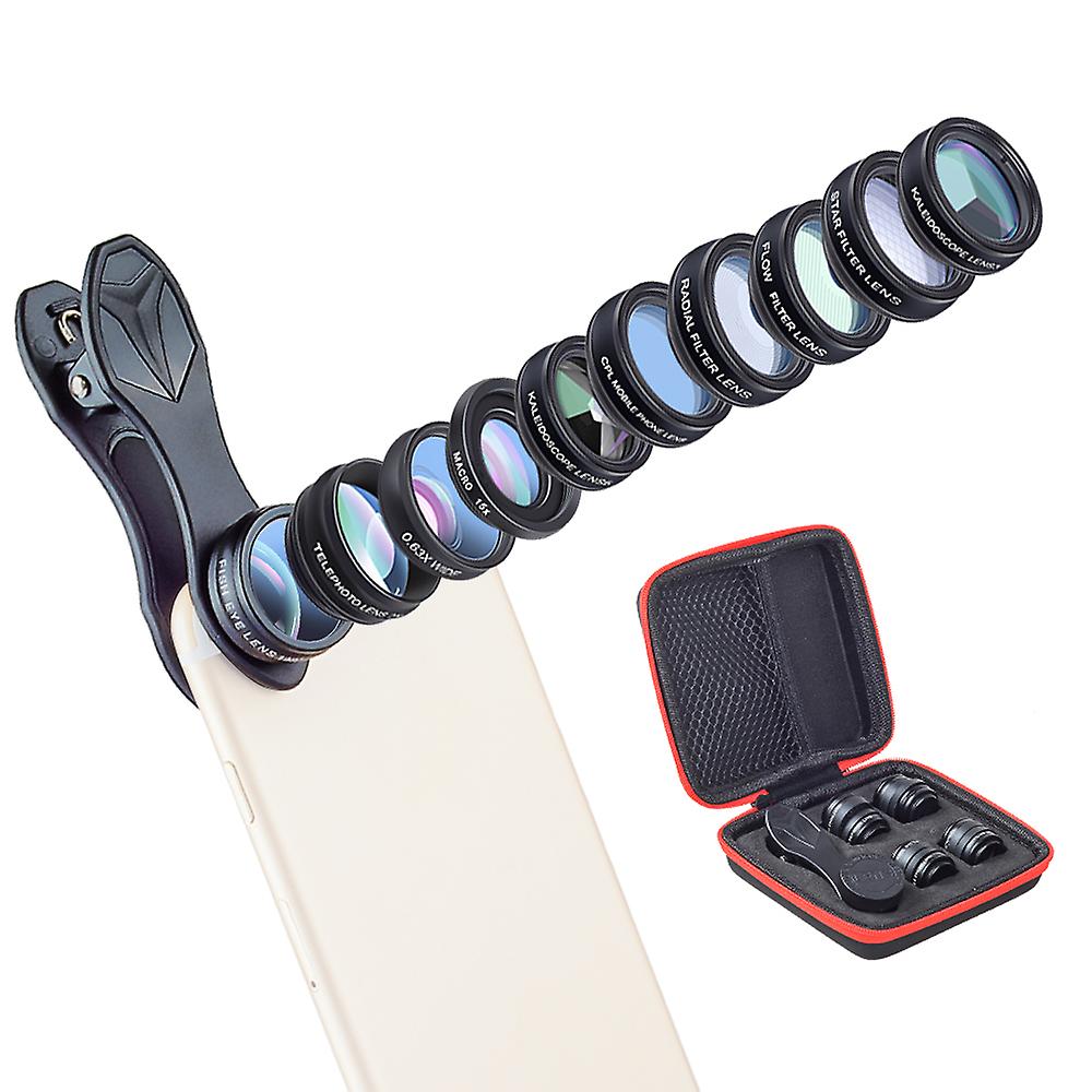 10 In 1 Phone Camera Lens Kit With 0.63x Wide Angle