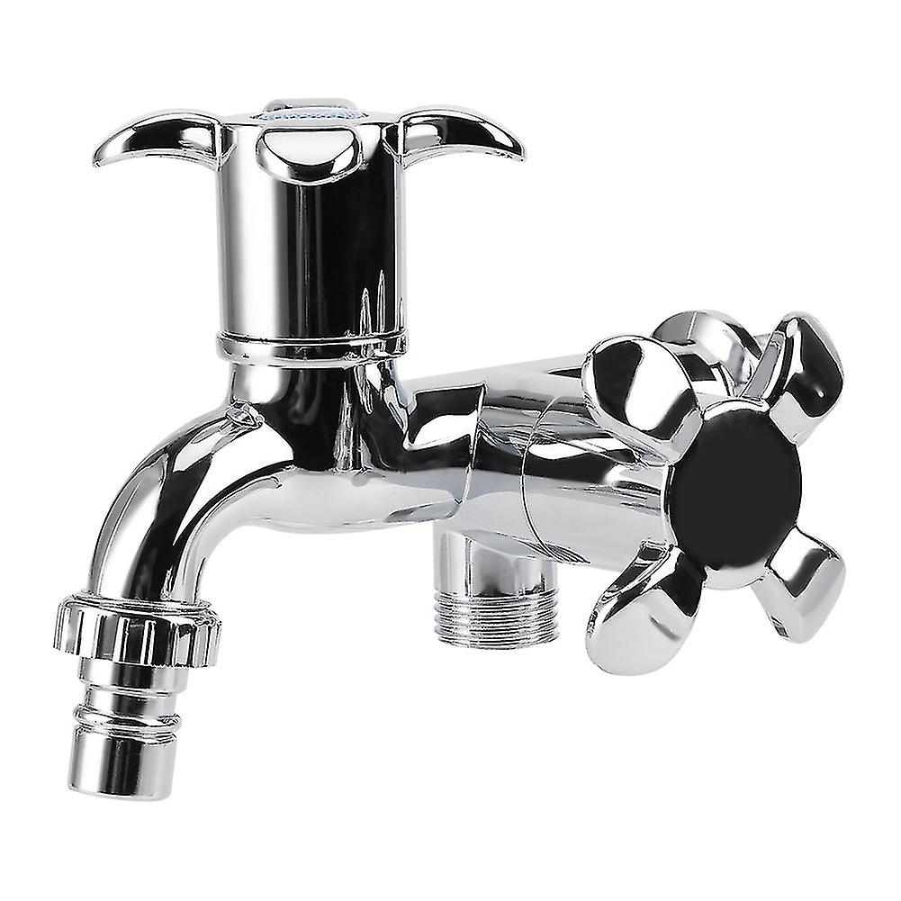 ABS Basin Faucet, G1/2 Double Spout & Handle, Blossom Design, Water Tap with Easy Grip Handle, Durable & Leak-Resistant for Kitchen Sink