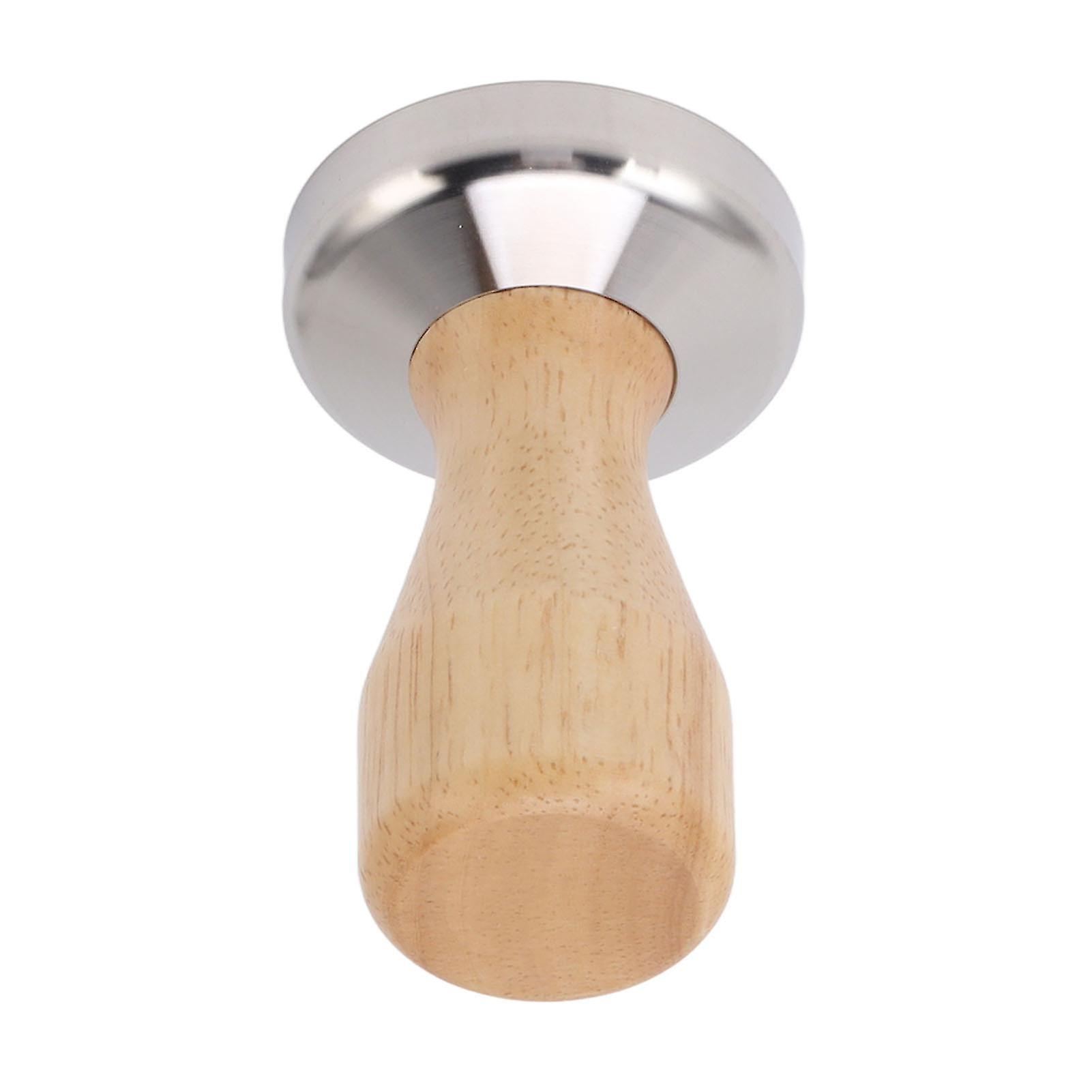 Coffee Tamper,304 Stainless Steel Base Coffee Powder Bean Press Hammer with Wooden Handle for Home Cafe(51mm)