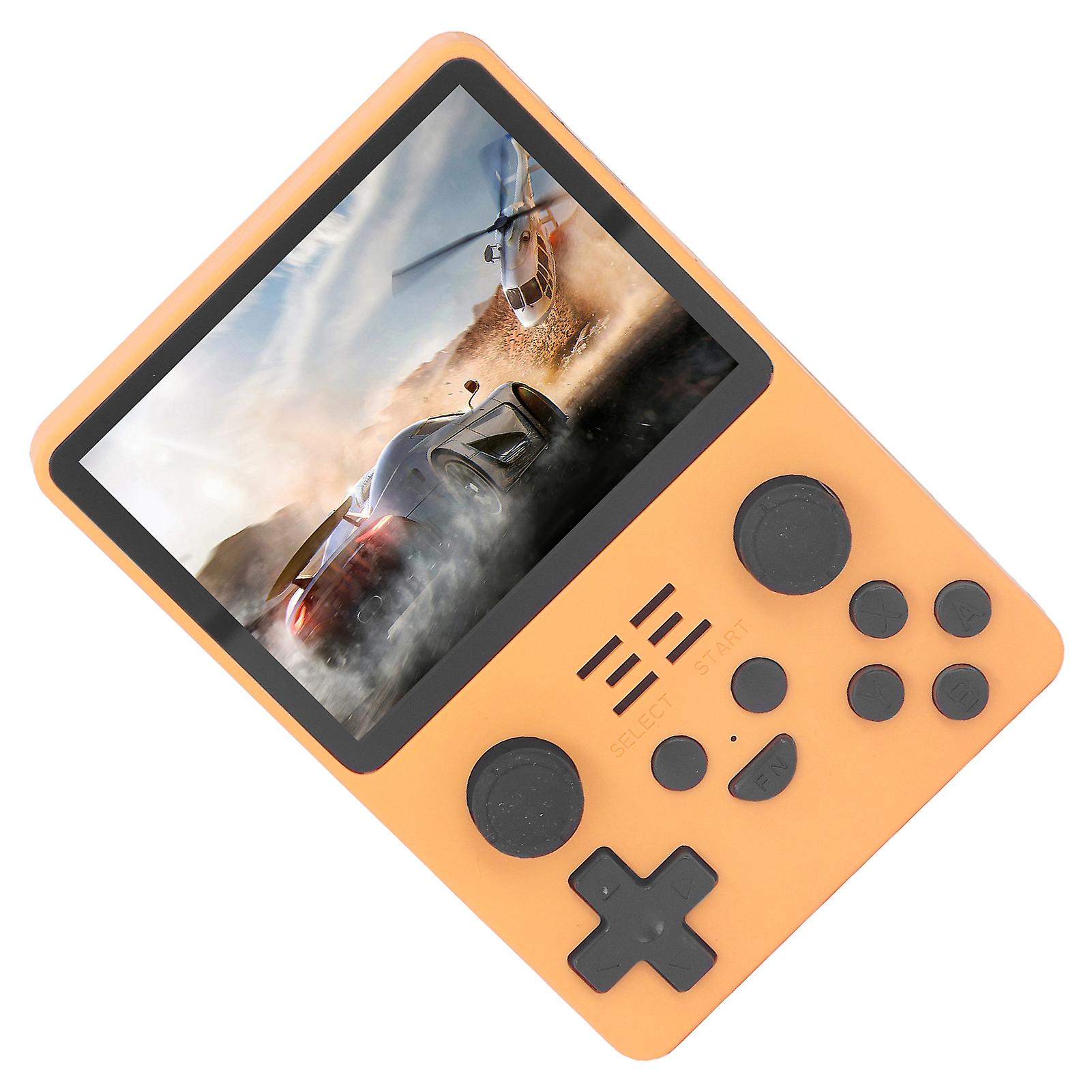 RGB20S Handheld Game Console Various Games 3.5in Screen High Resolution Gaming Machine Yellow 16G+128G