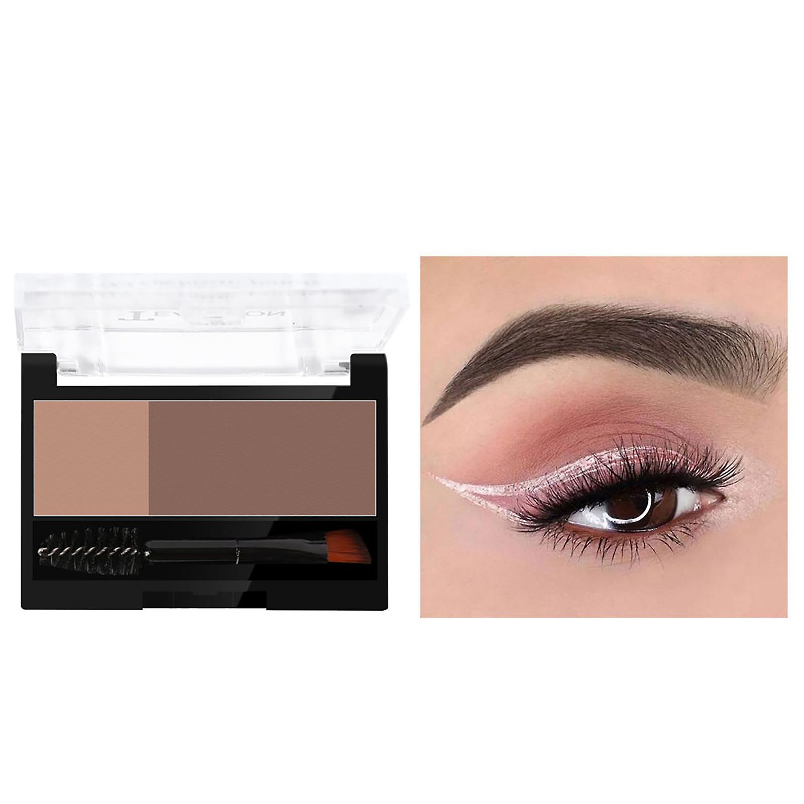 Poudre à sourcils 2 en 1, portable, bicolore, réglable, pour débutant, kaki clair, marron clair