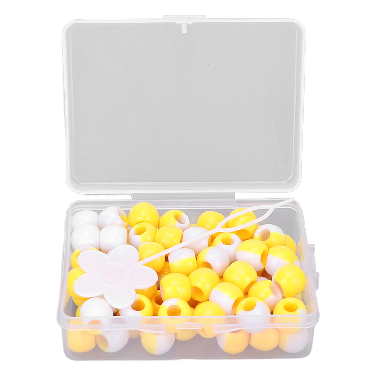 74pcs Yellow Round Hair Beads 10mm Crochet Braid Tool Kit