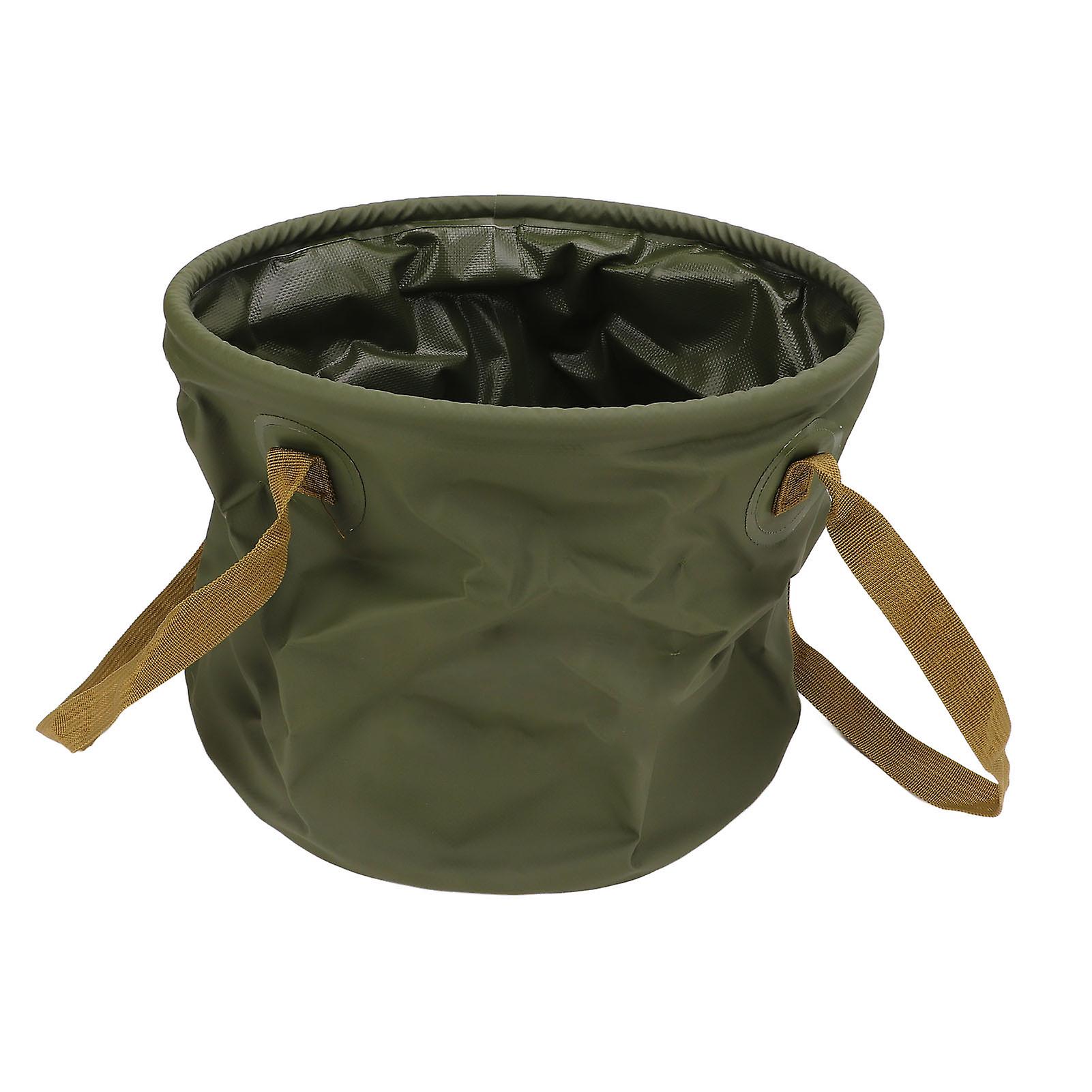 Outdoor Collapsible Bucket Wear Resistant Space Saving Portable Folding Bucket for Outdoor Camping Travelling 15L Green