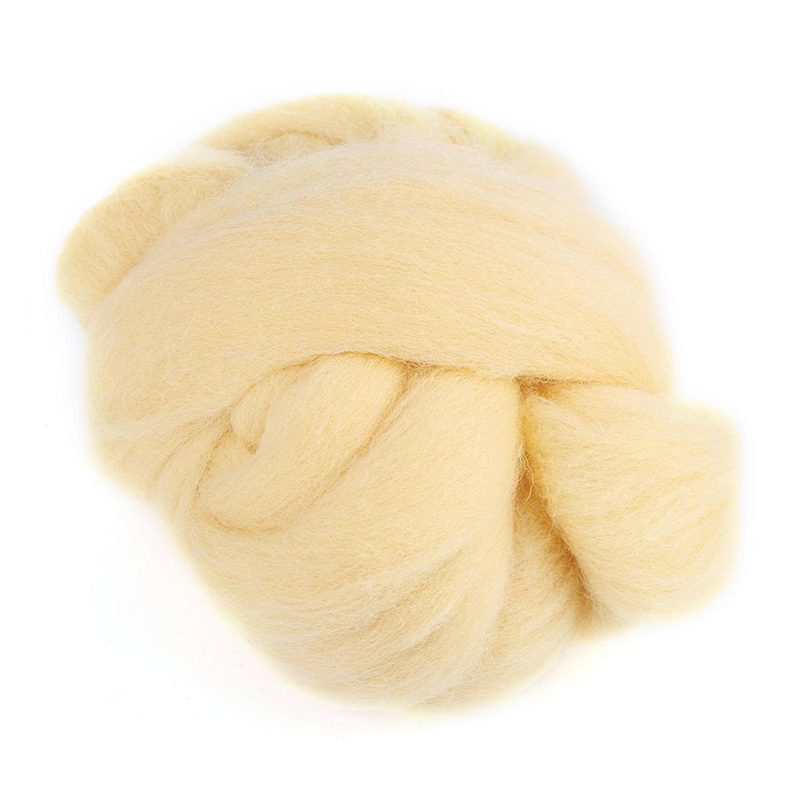 55g Coloured Felting Wool, Roving, Spinning, Sewing, Trimming, Craft Material (Cream)
