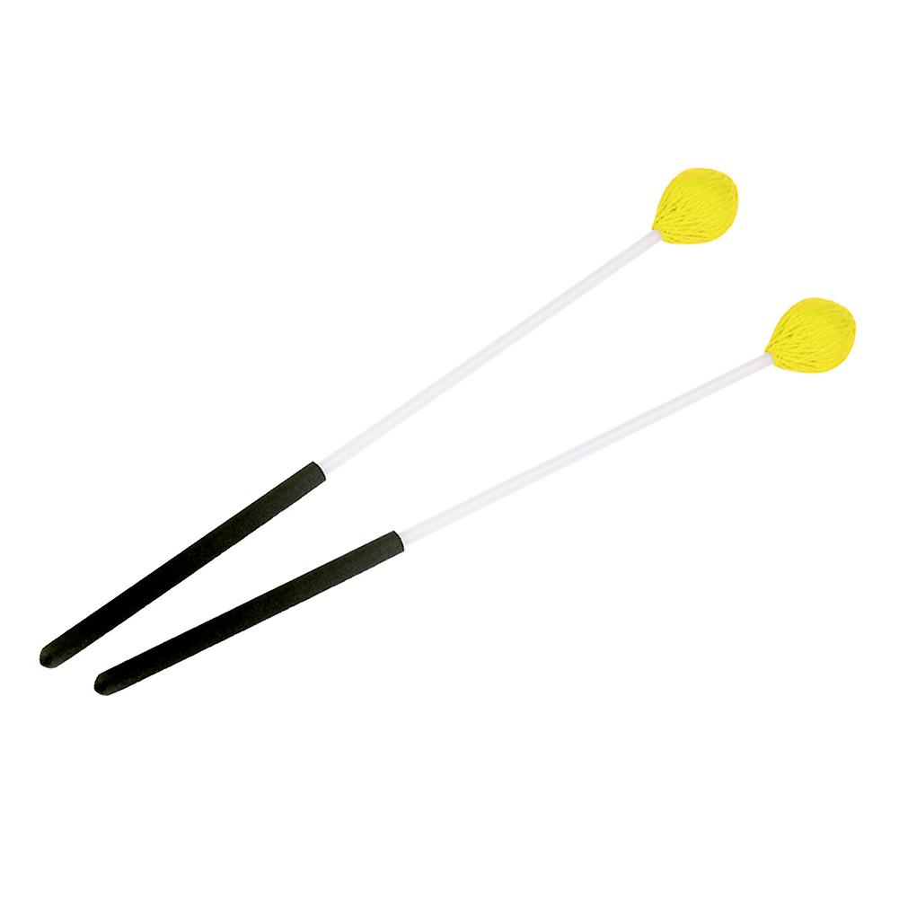 1 Pair Wool Marimba Keyboard Mallets with Rubber and Fiberglass Handles for Beginners (Yellow)