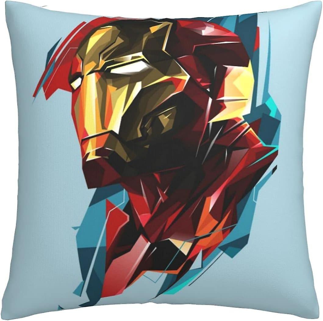 부드럽고 편안한 아이언맨 쿠션 커버 1팩, 45 x 45cm, 화려한 체인 프린트 장식 베개 커버 (B-449)