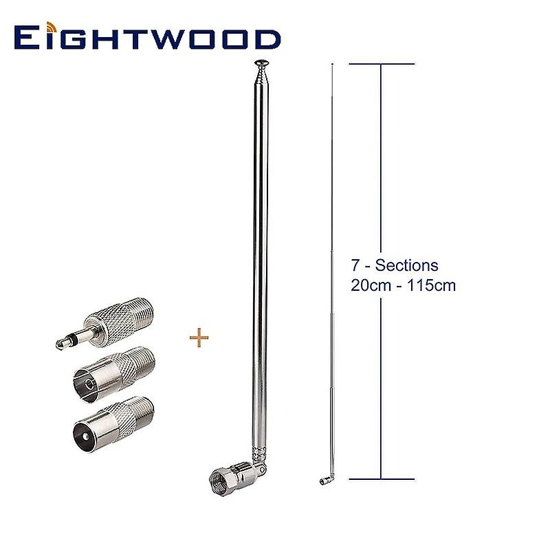 Eightwood FM Radio Antenna Replacement 115cm 7-Sections Telescopic for Yamaha Onkyo Denon Pioneer Marantz Bose Wave Music System
