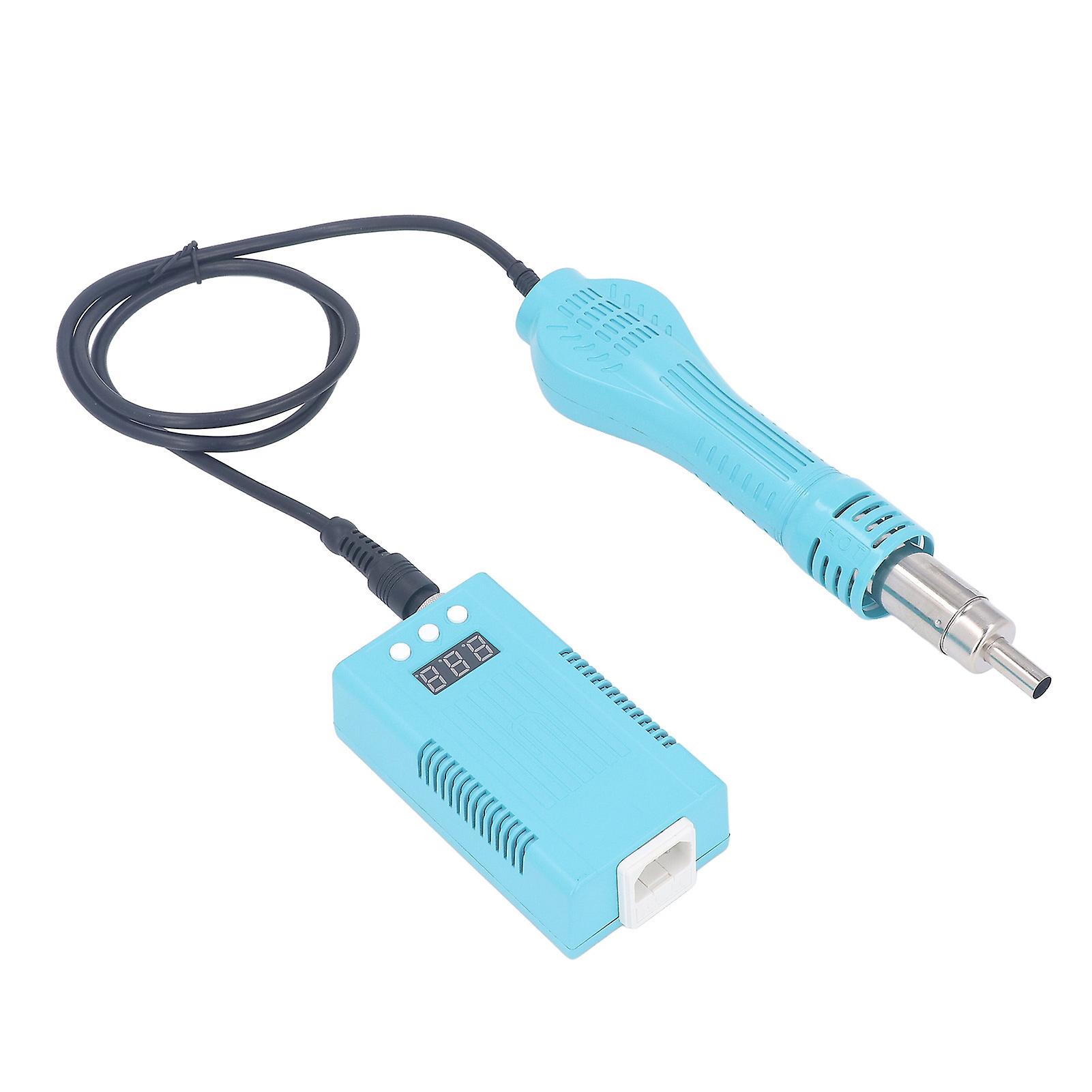 Digital Hot Air Gun Kit LCD Display 700W Mini Portable Heat Shrink Tubing Gun 100‑480℃ Adjustable with 3pcs Nozzle EU Plug 220V 