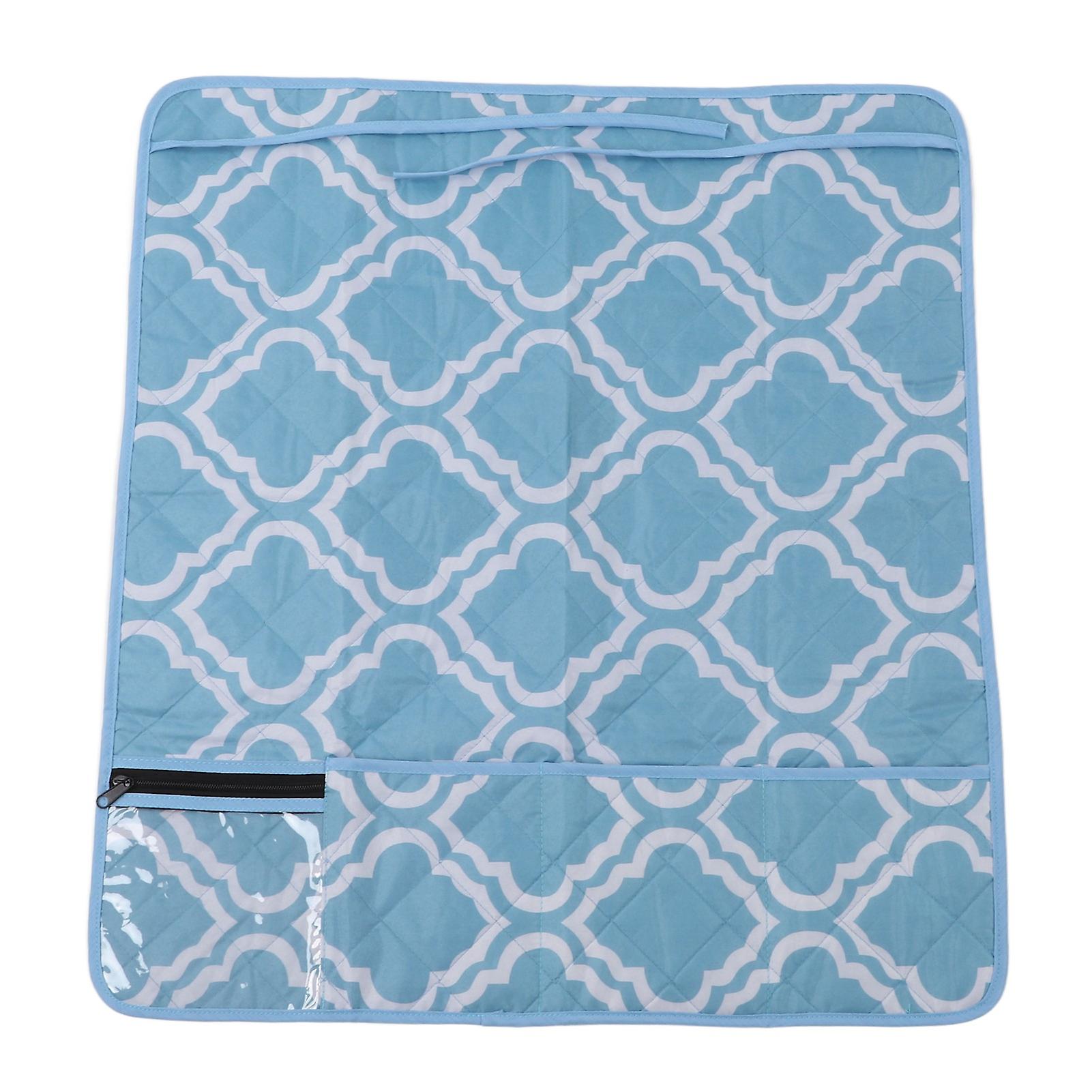 Foldable Sewing Machine Mat with Pockets Sewing Machine Waterproof Protective Dust CoverBlue Pattern