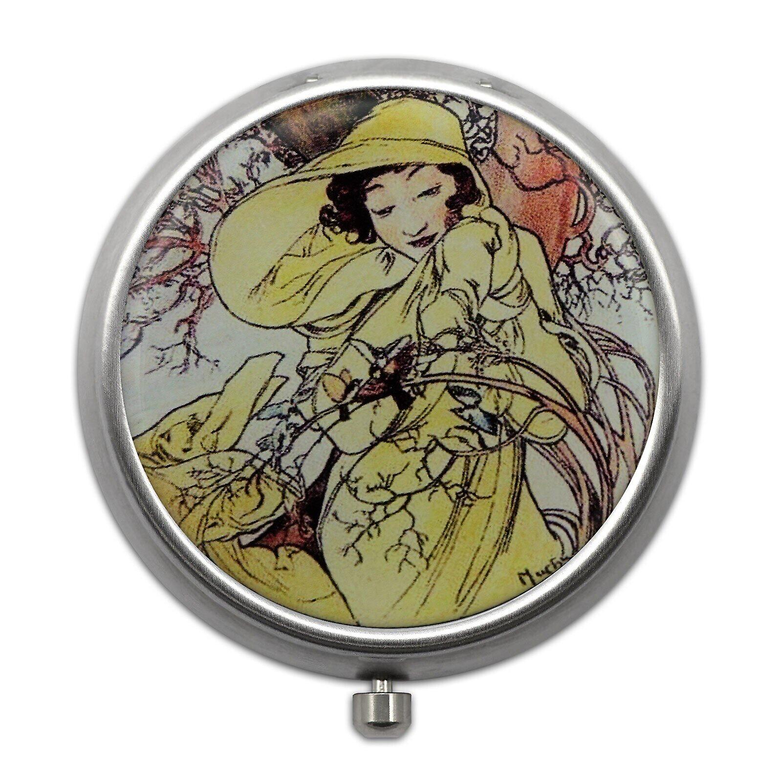 Pill Box with Four Seasons Designs - February