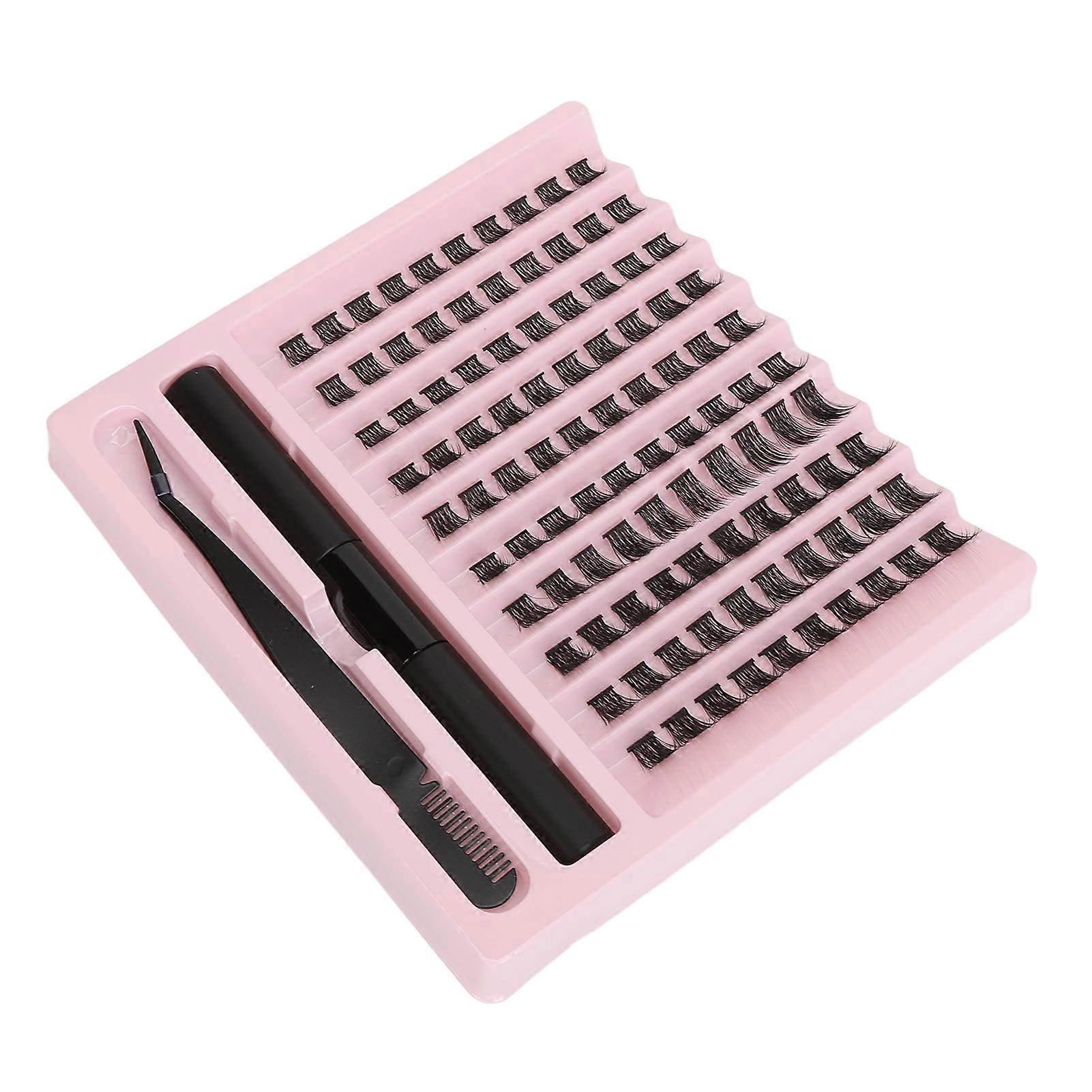 100 Clusters False Eyelashes Thickness D Curly DIY Extension Eyelashes with 3ml Glue Tweezer 