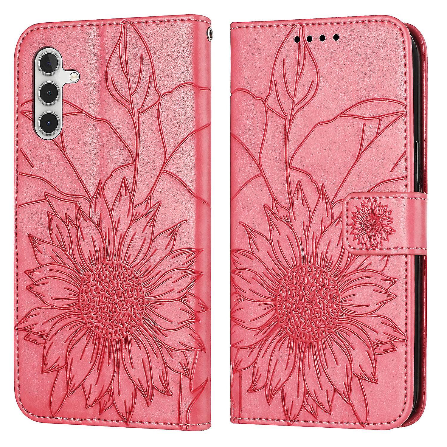 Sunflower Engraved Wallet Style Flip Case For Samsung A54 5g Multi-functionality Elegance Full Protection Cover