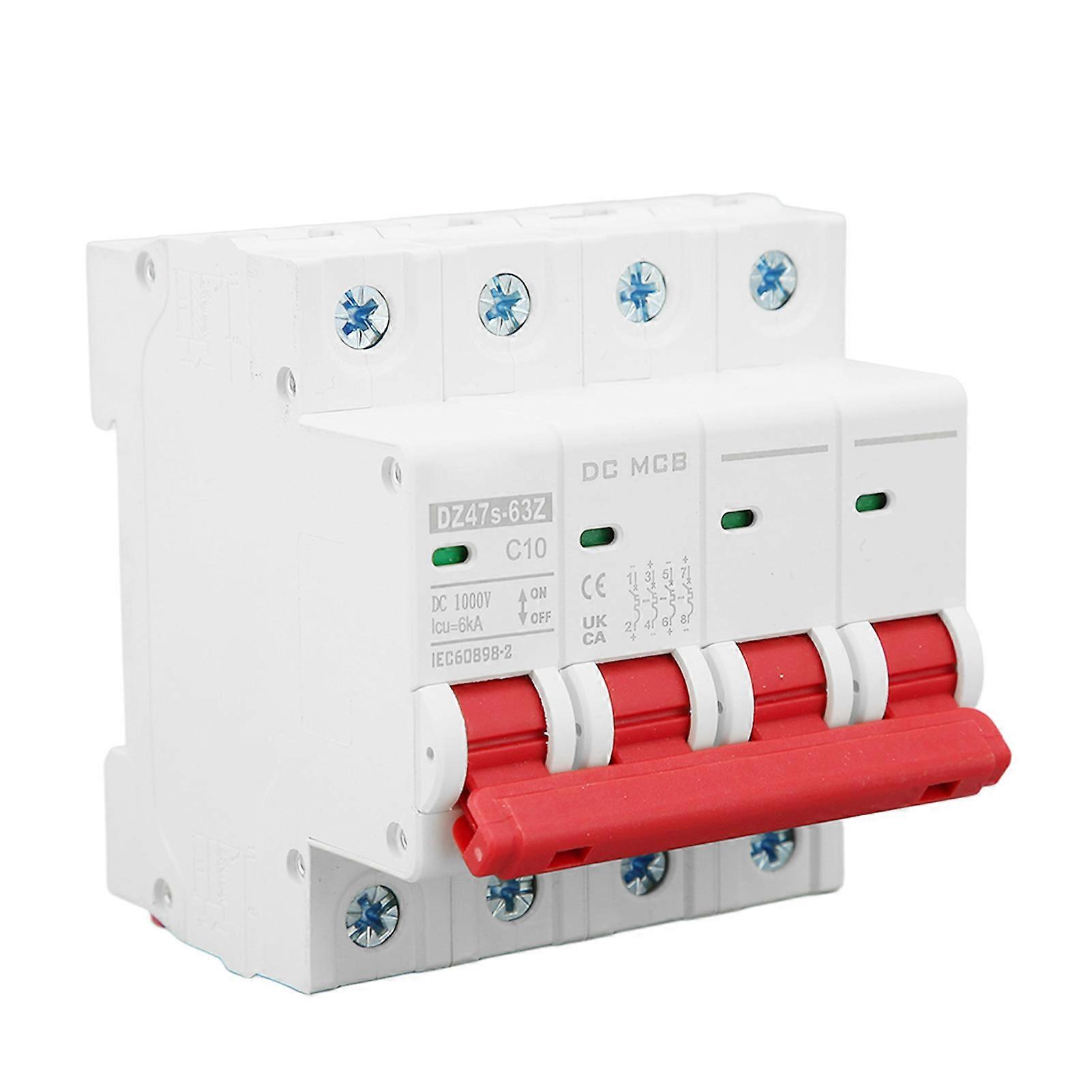 4P Mini Circuit Breaker 6000A Breaking Ability Small DC Circuit Breaker for Solar PV System DC1000V 10A