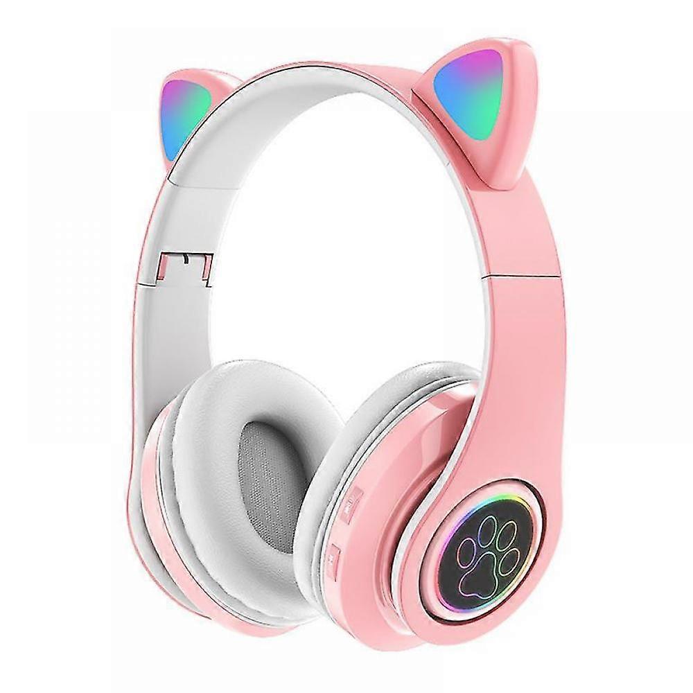 Cat Ear Bluetooth Headset Luminous Cat Ear Wireless Headset Pluggable Cable