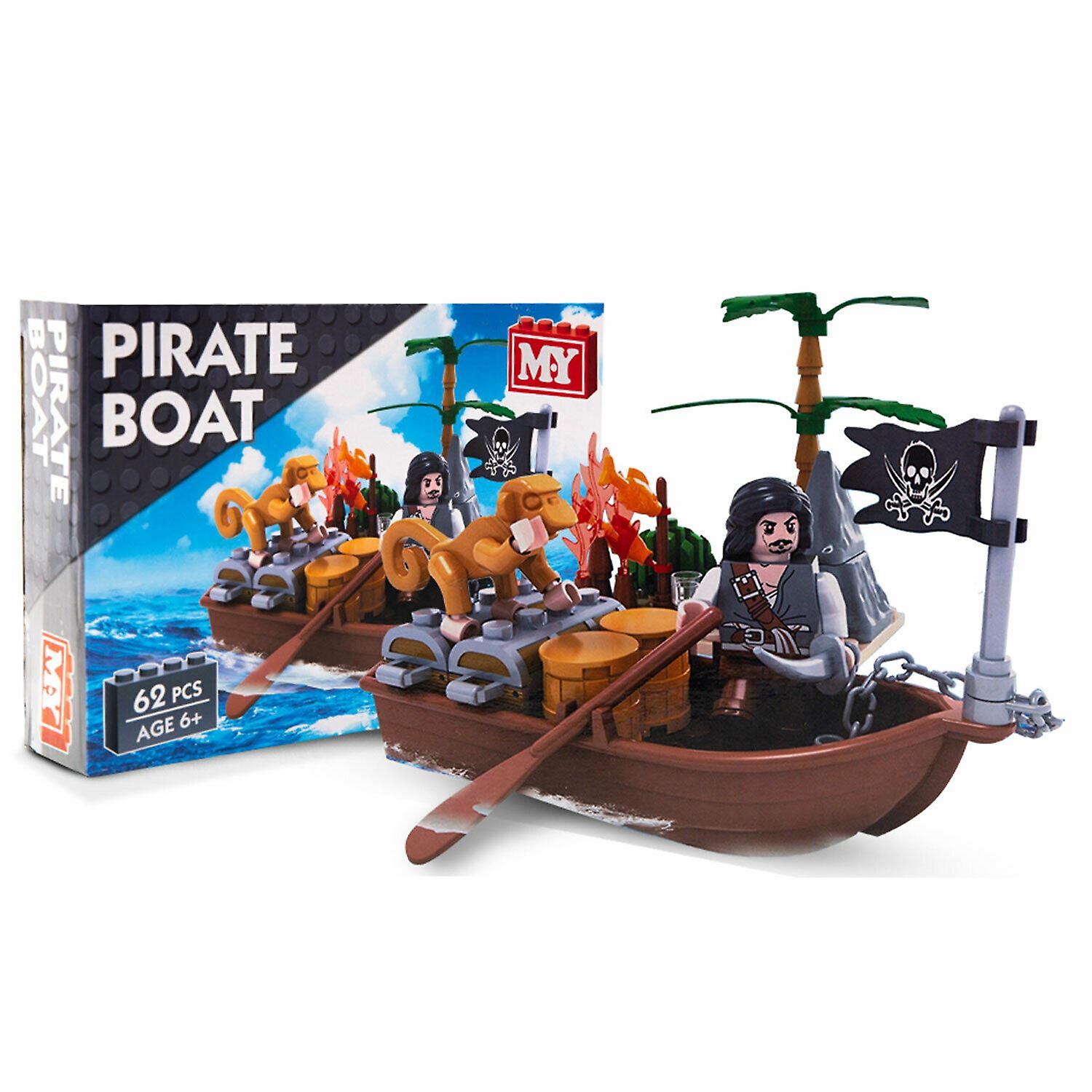 M.Y Pirate Boat Building Bricks Set, 2 Assorted Designs