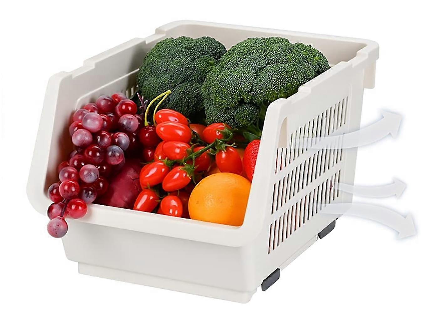 Storage Stacking Basket Removable Shelves Plastic Storage Rack Stand Stacking Stackable Basket Large Stack Storage Baskets for Vegetable Fruit Food St