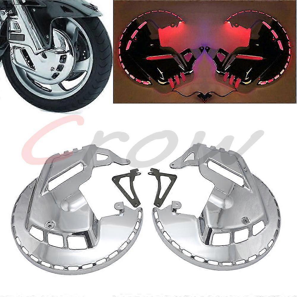 ملحقات الدراجات النارية أغطية أقراص الفرامل المصنوعة من الكروم مع ضوء LED أحمر أزرق أبيض لهوندا جولدوينج GL1800 2001-2015 F6b 013