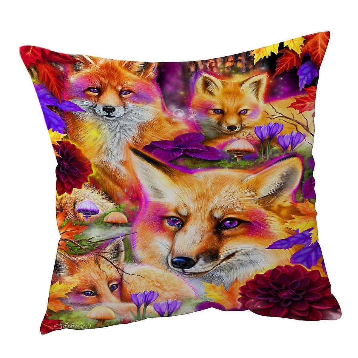 Autumn Forest Animal Art Daydream Red Fox Cushion Cover