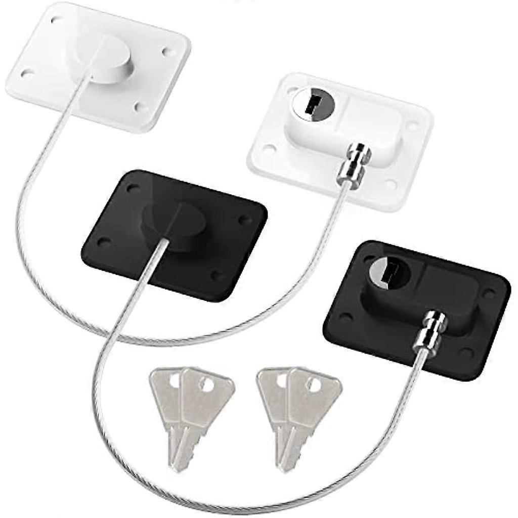 Fridge Lock with Keys, 1Pcs Child Safety Window Adhesive, Block Door Lock Cupboard Fridge Cabinet 