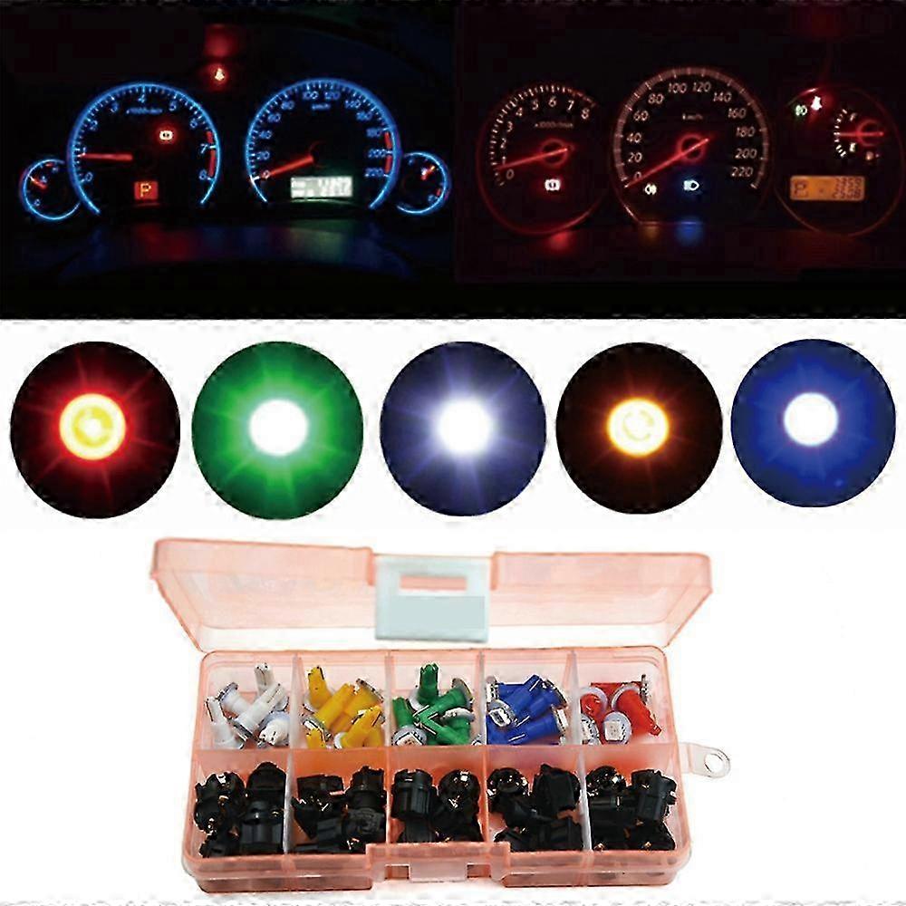 10-Pack Ice Blue T5 LED Twist Lock Bulbs - 5050SMD For Car Dashboard & Instrument Cluster Lights