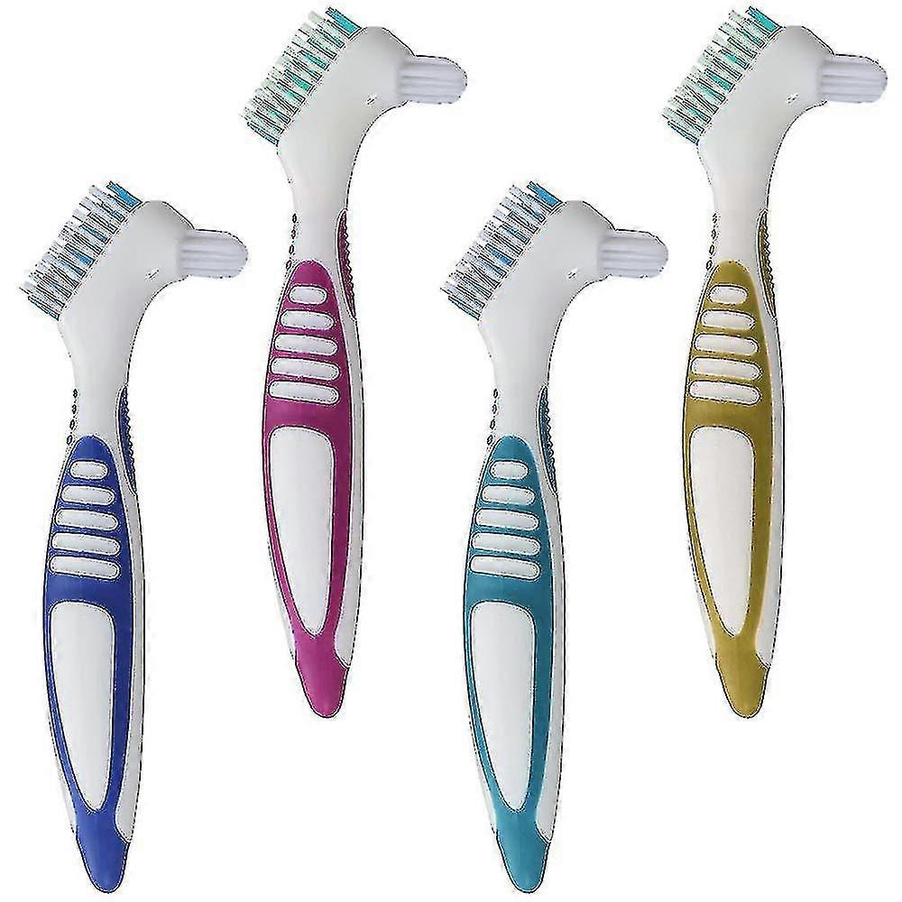 4 Pack Denture Bru With Double Sided Denture Cleaning Brush For Denture Care