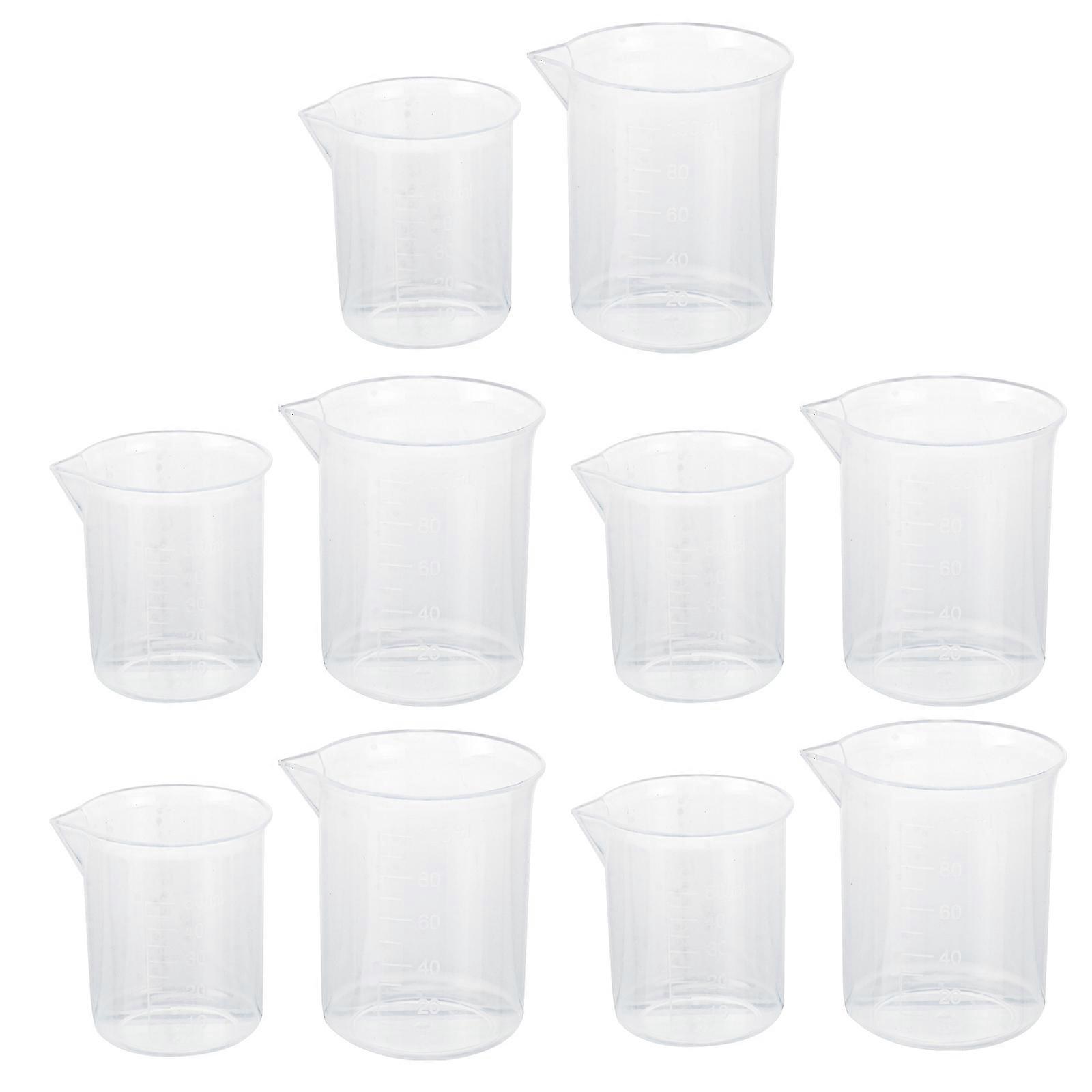 10pcs 100 ml 50ml Measuring Cups Mask Measuring Cup Set Polypropylene Beake Beaker PP Graduated Glass Plastics Laboratory Ware White