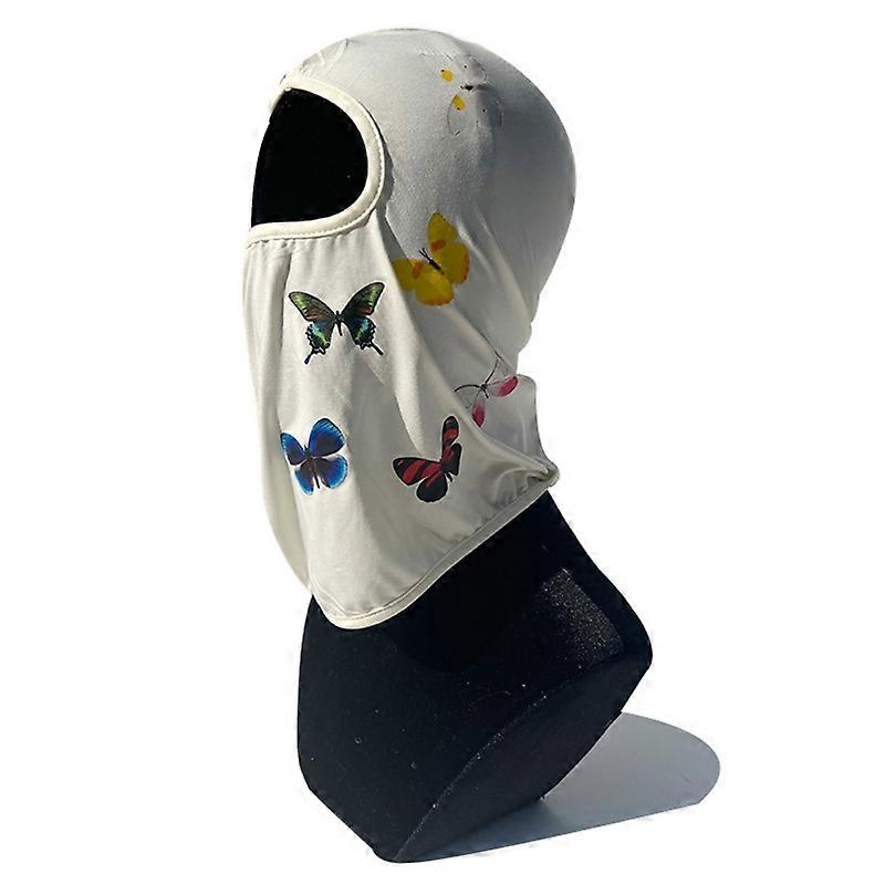 男女紫外线防护巴拉克拉瓦口罩蝴蝶印花轻便防晒帽摩托车跑步骑行户外头饰全罩围巾