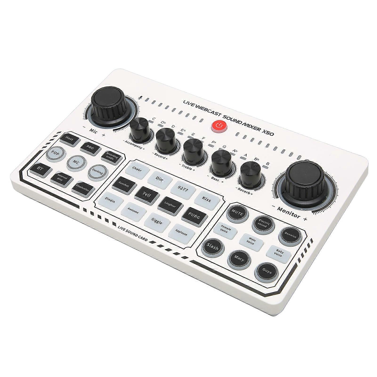 X50 Live Sound Card 12 Warm Up Sound Effects One Touch Mute USB External Sound Card for Live Broadcast