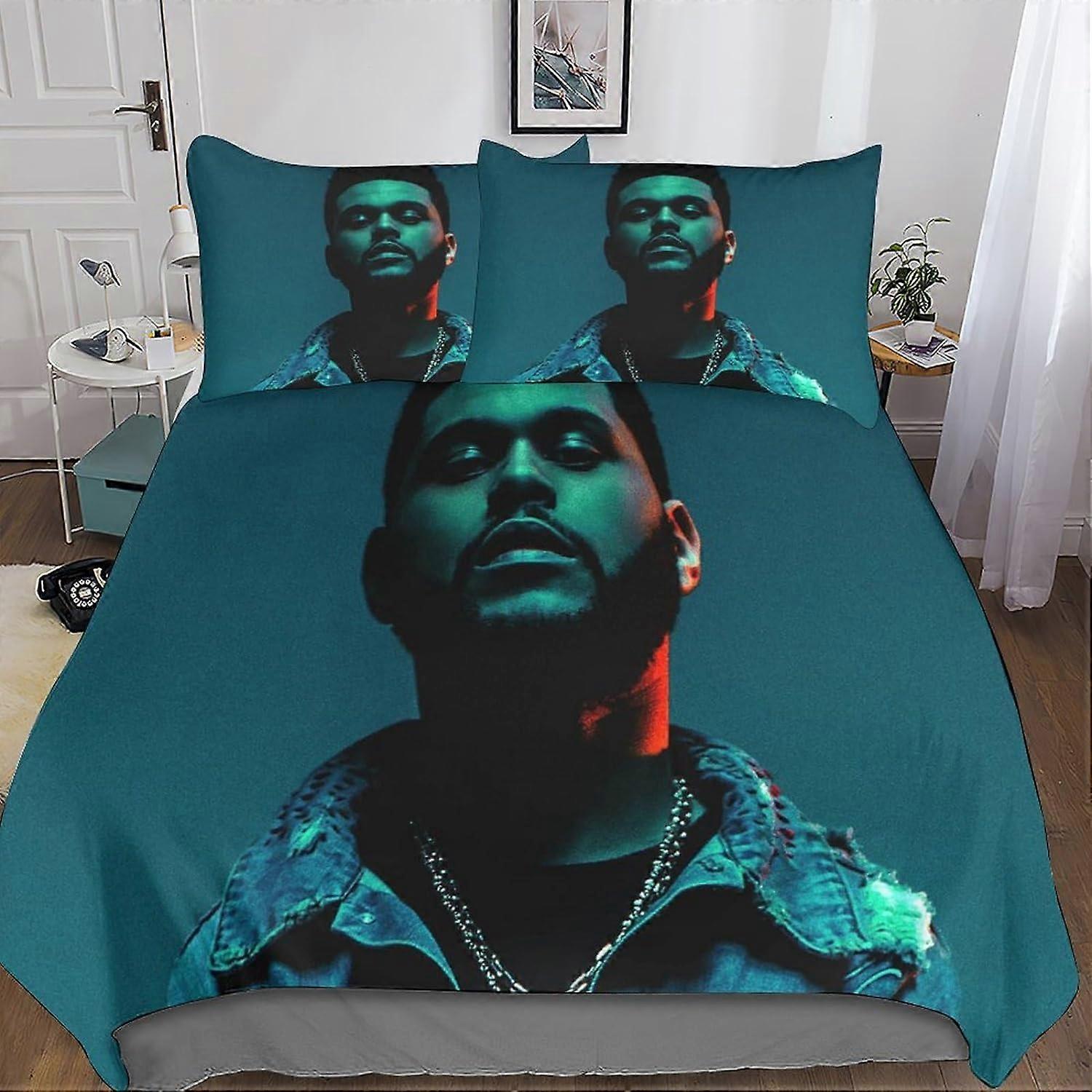 The Weeknd Reminder Bedding Set 3D Duvet Cover, Printed 3 Pieces, Microfiber Bedding with Zipper Closure Pillowcases for Single or Double Bed