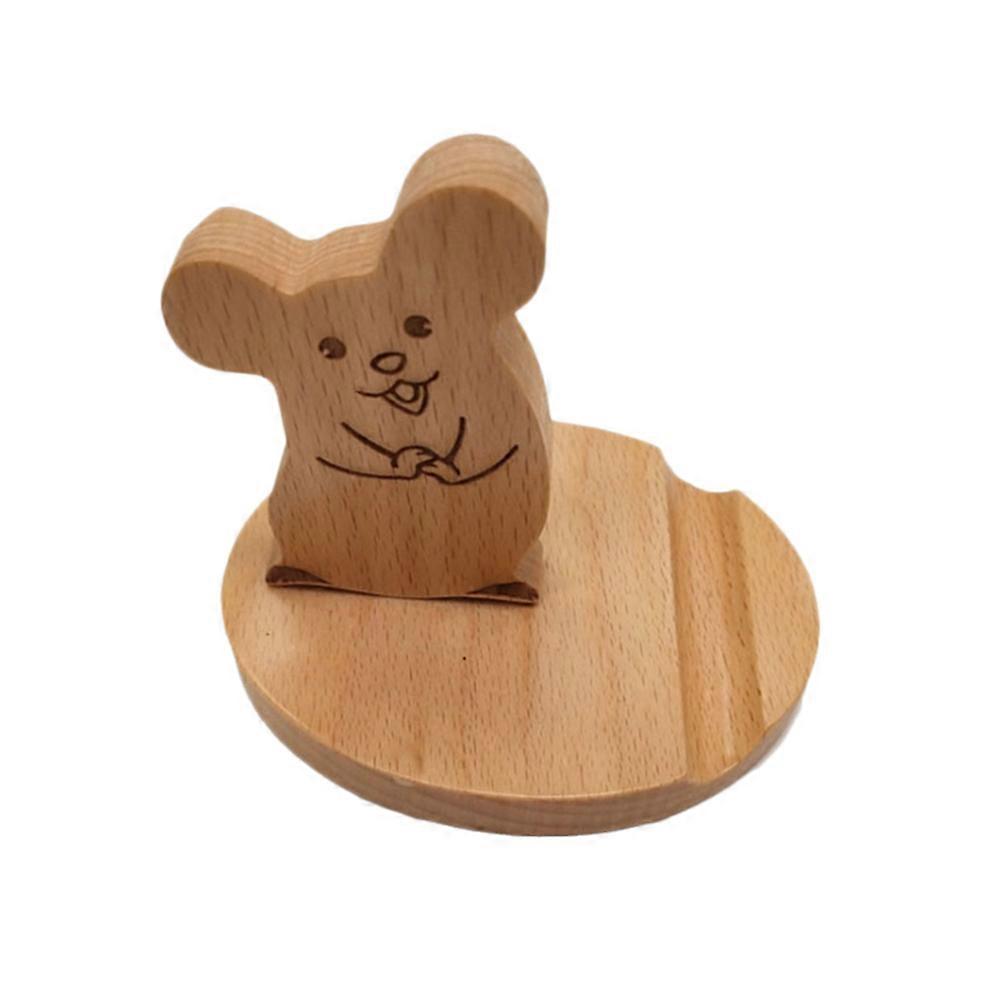 Support de téléphone portable de bureau en bois Cartoon Mobile Phone Support Portable Mouse Design Phone Stand
