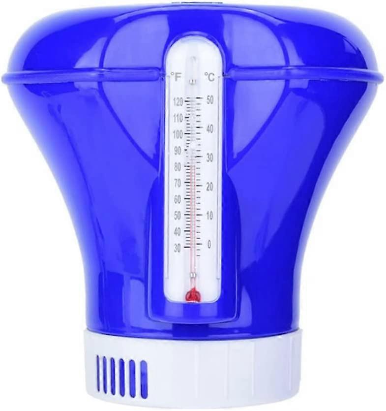8 Inch Floating Shelf Pool Chemical Chlorine Float Dispenser with Thermometer, Plastic Box