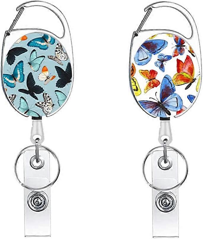 Retractable easy-to-pull keychain badge holder (A style + B style) 2 pcs
