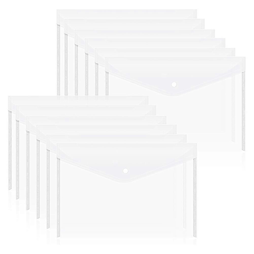 12Pcs Plastic Document Envelopes with Snap Closure for A4 Size Documents, Polyethylene Folders for School & Supplies D