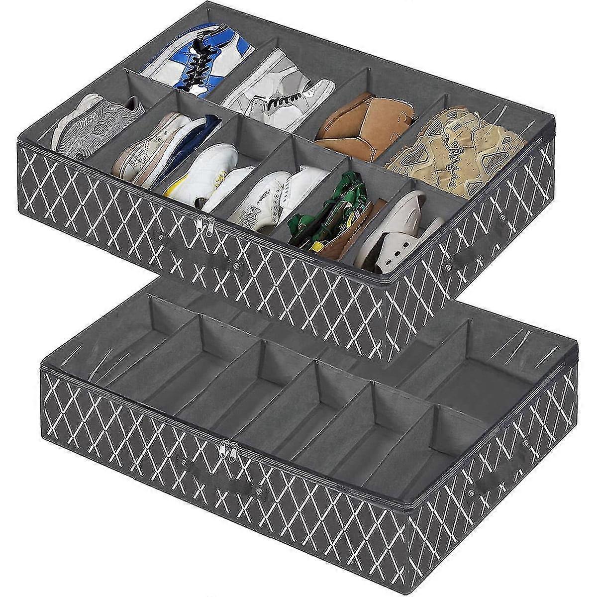 Solid Under Bed Shoe Storage Organizer - Stor kapasitet sammenleggbar boks