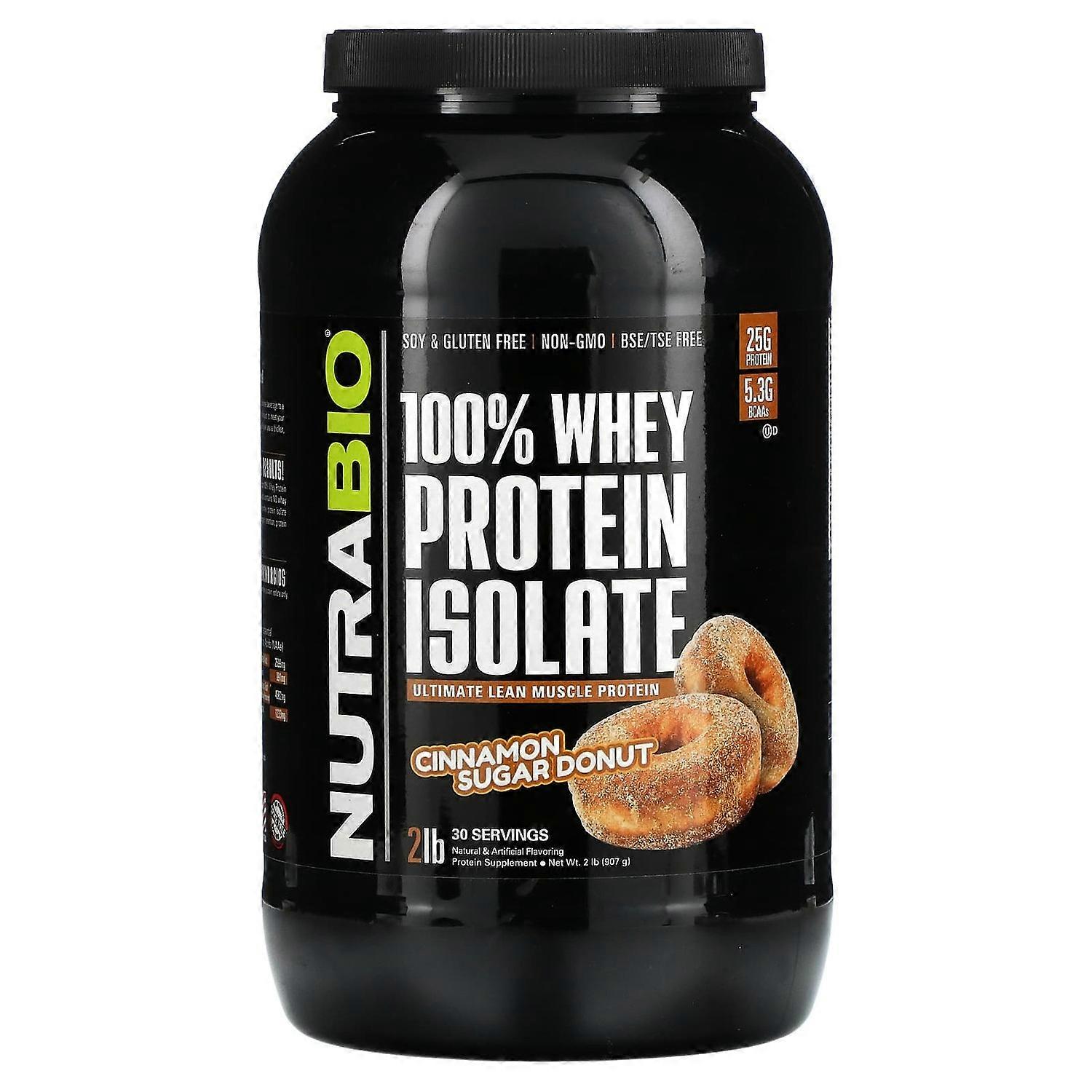 NutraBio, Whey Protein Isolate, Cinnamon Sugar Donut, 2 lb (907 g)