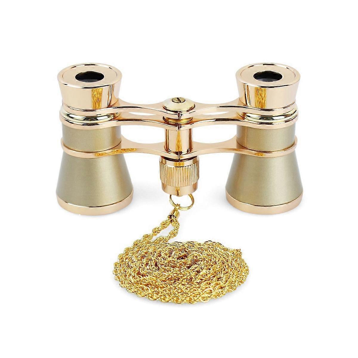 3X25 Opera Viewing Binoculars All Metal with Handle/Chain Ladies Retro Small Binoculars Mini Binocular