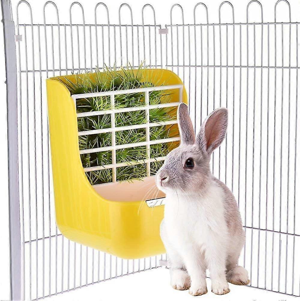 Pet Feeder Rabbit Feeder Hay Feeder, Hamster Feeder, Hay Bowl For Guinea Pig And Other Small Animals Yellow