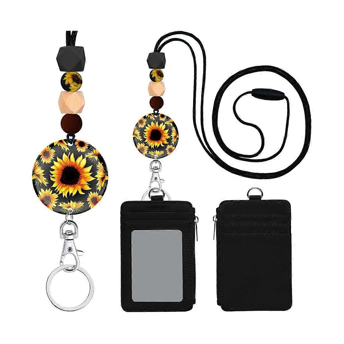 Cordini di girasole per badge identificativi e chiavi, simpatico portadocumenti con cordino, per donne insegnante infermiera